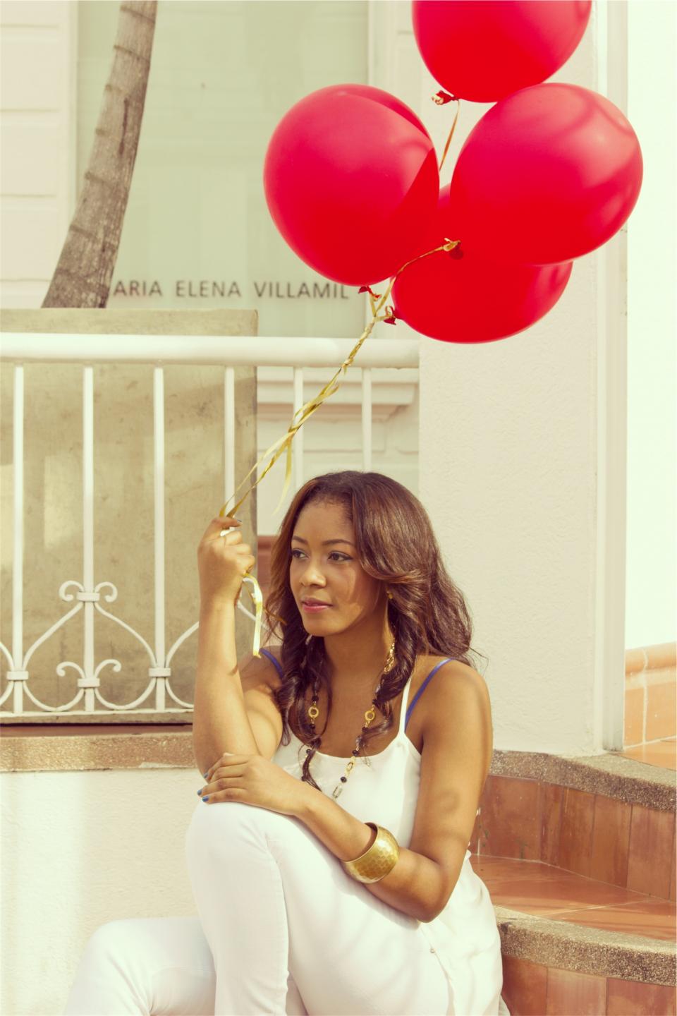 pretty lady with balloon